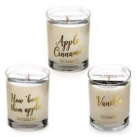LUNA CANDLE CO. Highly Scented Apple Cinnamon and Vanilla Jar Candle (Set of 3) 11oz. Clear Glass, Natural Soy Wax, Long Burning Up to 110 Hours of Burn Time, Aromatherapy, Gift - Happy Fall