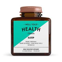 Well Told Sleep Supplement: Organic Lemon Balm, Organic Goji Berries, Non-Habit Forming, Non-GMO, Vegan, Does Not Contain Fillers or Synthetics, 62 Capsules (425mg Each).