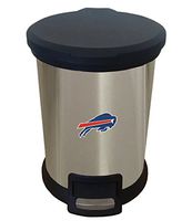 The Furniture Cove New 1.3 Gallon Round Stainless Steel Step Trash Can Waste Basket Featuring Your Choice of a Football Team Logo (Bills)