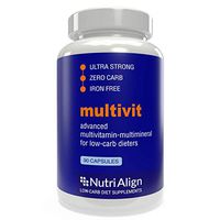 Nutri-Align Multivit: Multivitamins for Keto, Atkins and Similar Low-Carb Diets. Extra-Strong, Iron-Free, Sugar-Free, Zero-Carb. 90 Capsules.