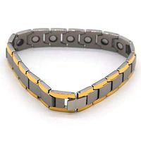 Lucky 2+7 Elegant Men and Women Titanium Magnetic Bracelet Adjustable Titanium Bracelet (Gold)