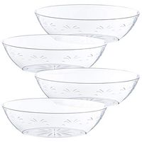 Plasticpro Disposable Oval Serving Bowls, Party Snack or Salad Bowl, 64-Ounce, Plastic Crystal Clear Pack of 8