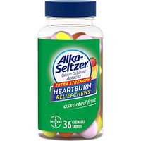 Alka Seltzer Heartburn Relief Chews Assorted Fruit Antacid Chewable Tablets - 36 per Pack - 24 Packs per case.