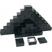 Black Stripe Cotton Filled Jewelry Gift Box 3 3/4"x 3 3/4"x 2" Kit 100 Pcs