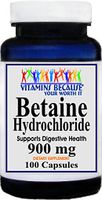 Betaine Hydrochloride 900mg Capsules - Healthy Digestion Aid
