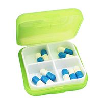 TOPOB Portable Medical Pill Box, Convenience to Go Out Four Grid Safe PS, PP Drug Medicine Case (Green)