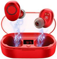 Maypott True Wireless Earbuds, Latest Mini 5.0 Bluetooth Earbuds Built-in Mic, 20H Playtime, Deep Bass Stereo Sound, True Wireless Headphones with Portable Charging Case for iOS and Android (Red)