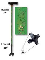 Walking Cane Adjustable T Handle with Footed Cane Tip Fighting Irish Leprechaun Design