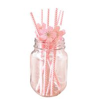 OULII Drinking Straws With Plum Blossom Flower Paper Straws Disposable Sweet Drinking Paper Straws for Wedding Birthday Party Supplies Pack 6pcs