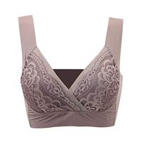 Push Up Bras for Women, Women's Floral Lace Wirefree Solid Bra Soft Cup Everyday Sports Bra Underwear, Plus Size Purple