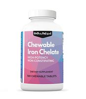 Iron Supplement for Women. High Potency Active Chelated Iron. 100 Chewable Tablets with 30 Milligrams of Ferrochel (Ferric Tris Glycinate). Iron Supplements for Anemia, Non-Constipating, Gluten Free.