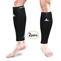 NEWMARK Compression Calf Sleeves for Men & Women (2pairs), Best Footless Compression Socks for Shin Splints, Leg Pain, Running, Nurses, Pregnancy, Plantar Fasciitis, Hiking, Cycling, Walking, Athletic