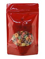 BAP 8 oz Red Window Stand Up Pouch Zip, Valve for Coffee (100 pcs)