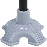 Vive Cane Tip - Quad Rubber Replacement Foot Pad for Walking Canes - Stable Four Point, Self Standing Quadruple Tripod Stand for Cane - Universal 4 Leg Attachment for Walking Stick (Gray)