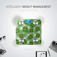 Bluetooth Bmi Measurement Tool Cartoon Cute Green Four-Leaf Clover Body Analyzer Scale Body Fat Composition Monitor Analyzer with Smartphone App for Body Management-396 Lbs