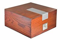 La Cubana Solid Wood Oak Cigar Humidor With Stainless Steel Plate, Holds 30-50 Cigars