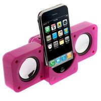 New Hot pink Portable Foldable Speakers for Mp3 Players - Hot pink Travel Size Folding Foldable Multimedia Stereo Speaker for Apple iPhone 3G 3GS,itouch, iPod,iPod Touch, iPod (video), iPod nano, iPod Photo, iPod Mini, and iPod Shuffle, Microsoft Zune