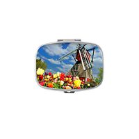 Udoosun Windmills Beautiful and Creative Windmill Custom Personlized Rectangular Tablet Medicine Pocket Purse Travel Pill Vitamin Decorative Box Case Holder