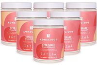 Konscious Keto Shake: MCT Oil, Avocado Oil, Grass Fed Protein, Low Carb High-Fat Keto Meal Replacement (Strawberry Cheesecake) (6-Pack)