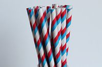 Red and Bright Blue Striped Paper Straws (50)