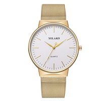 Men's Watches,Fxbar Nylon Strap Large Face Analog Wrist Watch Brand Luxury Business Wristwatch Dress Watch(Gold)