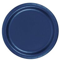 24 Plates 9" Paper Dinner Lunch Plates Wax Coated - Navy Blue