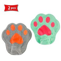 Twdrer 2 Pack Cute Bear Cat Fox Neko Paw Shaped Hot Water Bottle,Thermochromic Stuffed Short Fluff Cover Hot Water Bag for Warming,Pain Relief(2 Colors,500ml)