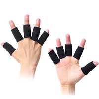 10 Pcs Finger Protector Sleeves, Summer Sport Elastic Arthritis Braces, Knuckle Compression Protector Prevent Calluses Supports Stretchy Bands Aid (Black)