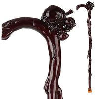 Crutches Walking Cane Home Helper Unisex Iron pear All-Wood Cane with Supportive Curved Handle and Balance Bottom Tip. A Wooden Walking Stick