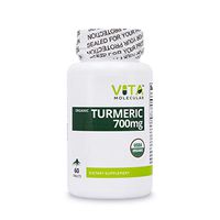 VitaMolecular 100% Organic Turmeric Curcumin Supplement, Organic Black Pepper 60 Tablets