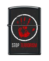 Custom Handprint Stop Terrorism reg Blk Matte