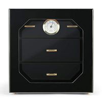 Woodronic Handmade Cigar Humidor Cabinet, Spanish Cedar Cigar Cabinet 60 to 100 Counts, 3 Layer Trays and Acrylic Glass Door, High Gloss Black Humidor Cigar Box Gift Set with Hygrometer and Humidifier
