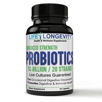 Advanced Strength Probiotics 50 Billion CFU with 20 strains scientifically Proven, Live Cultures, Digestive and Immune Health Support Relief