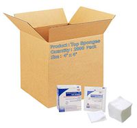Top Sponges 4" x 4". Case of 2000 Absorbent Cover sponges for Wound Care and Protection. Non-Woven Outer Facing, Cellulose Liner and Rayon Fill. Single use. Non-sterile. Latex-Free.