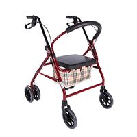 ZWJ-Rolling Walkers Four-Wheeled Walker, Foldable Shopping cart, Height-Adjustable, Travel Shopping Tools for The Elderly (Color : Pink)