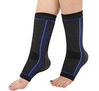 HiRui Ankle Brace Ankle Compression Sleeve, Plantar Fasciitis Brace Support for Stabiling Ligaments, Injury Recovery, Joint Pain, Arch Pain, Foot Swelling, Heel Spurs, Sprains (Pair) (Blue, S)