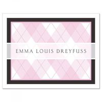 Pink and Black Argyle Personalized Note Cards with White Envelopes by Colorful Images (Set of 12)