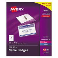 Name Badges,w/Clip,Side Load,2-1/4 quot;x3-1/2 quot,100/BX,White