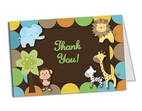 50 (Thick Card Stock) Jungle Foldover Thank You Cards - Baby Shower - Birthday Party - Any Occasion - A6 Size