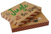 2 Pack Christmas House™ Printed Kraft Paper Gift Boxes with Foil Designs (Jingle All The Way + Have a Merry Christmas)