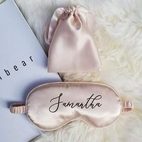 Personalized Satin Sleep Eye Mask Blindfold, Bridesmaid Gift Hen Party Custom Monogram Bachelorette Wedding Favors Birthday Gift for Her (Blush Mask)