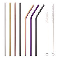 Reusable Metal Straws Rainbow Color with Travel Case for Drinks, Stainless Steel Straws for 30oz 20oz Tumblers Cups Mugs, Metal Drinking Straws with Cleaning Brush for Ramblers Cups 20oz and 30oz Yeti