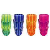 Tiki Cups Set - (4) Plastic Striped Tiki Head Cups