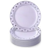 20 Premium Reusable Plastic Dinner Plates for Parties | Dots - Silver | 10.25"