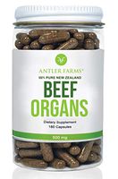 Antler Farms - 100% Pure New Zealand Beef Organs - Heart, Liver, Kidney, 180 Capsules, 500mg - Grass Fed, Cold Processed Supplement, Pure and Clean rBGH Free, No Fillers or Additives