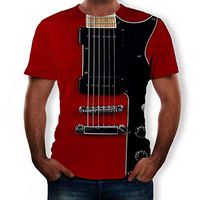 TIFENNY Men's Fashon Shirts Funny Guitar 3D Printed T-Shirt Cool Blouse Crewneck Short Sleeves Tees Tops T-Shirts Night Club
