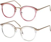 Reading Glasses Set of Pink and Clear Classic Elegant Glasses for Reading for Women +1.25