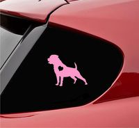 Slap-Art Rottweiler Dog with Heart Pet Love Vinyl Decal Sticker (Soft Pink)