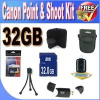 Canon PowerShot Accessory Saver Bundle (32GB SDHC Memory + USB Card Reader + Deluxe Camera Case w/Strap + LCD Screen Protectors + Mini Tripod + Accessory Saver Bundle)
