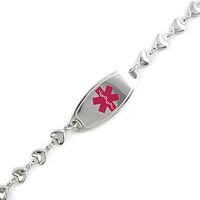My Identity Doctor Custom Engraved Womens Medical Bracelet, Steel 6mm Heart Chain, Medium - Purple - Wrist Size 8.25 Inch